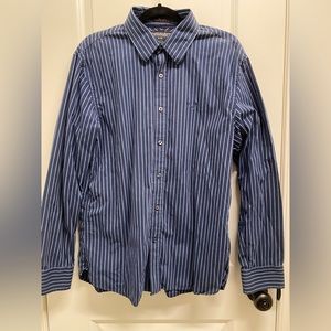 Men’s American Eagle Blue & White Striped Button-Down Shirt - Size Large